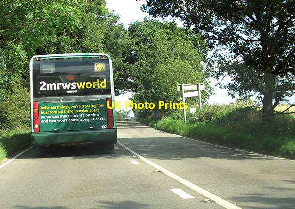 Photo 6"x4" Rural bus on the A1067 (Fakenham Road) past Sparham Sparhamhill c2011