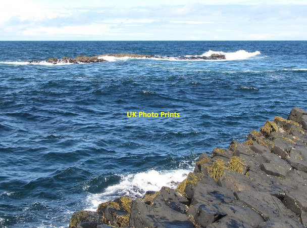 Photo 6"x4" Waves breaking on a reef off the Grand Causeway Portballintrae c2011