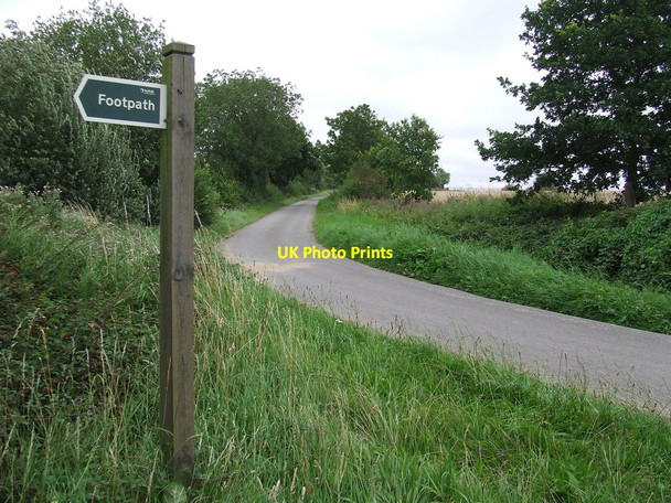Photo 6"x4" Footpath Sign And Country Road Attleton Green c2011