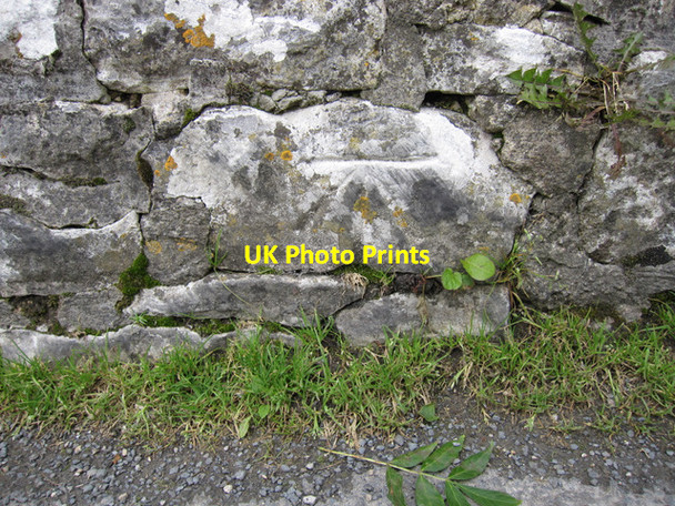 Photo 6"x4" Bench mark on Stainforth packhorse bridge Little Stainforth c2011