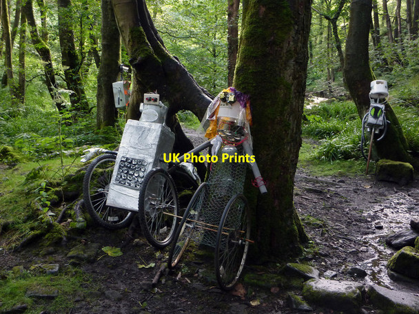 Photo 6"x4" Wheeliebots - sculpture in Colden Clough  Hebden Bridge c2011