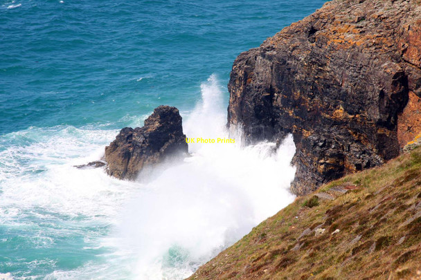 Photo 6"x4" Shag Rock pounded by the sea Perranporth c2011