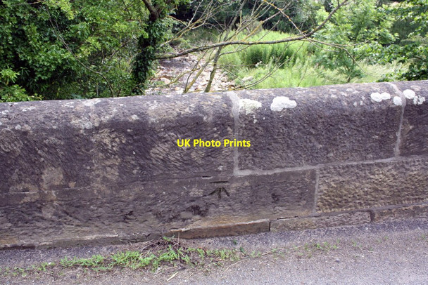 Photo 6"x4" South parapet of Northgate Bridge with benchmark Redmire\/SE0491 c2011