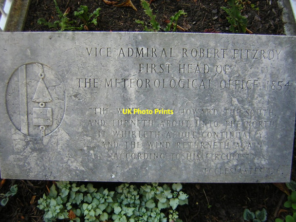 Photo 6"x4" All Saints Church, Upper Norwood: grave of Admiral Robert Fitzroy (detail) Penge c2011