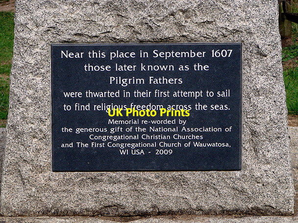 Photo 6"x4" Plaque on the Pilgrim Fathers Memorial Fishtoft c2011