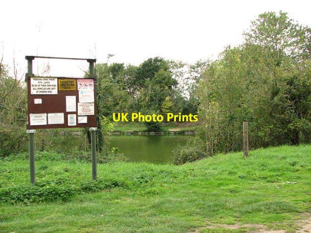 Photo 6"x4" Notice board by fishing lake, Weybread Harleston\/TM2483 c2011