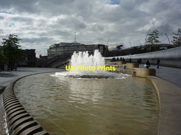 Photo 6"x4" Water feature outside Sheffield station Sheffield\/SK3587 c2011