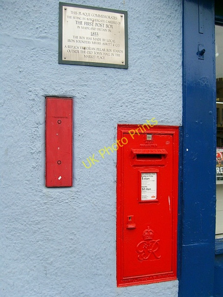 Photo 6"x4" Plaque and George VI postbox, Botchergate Carlisle c2008