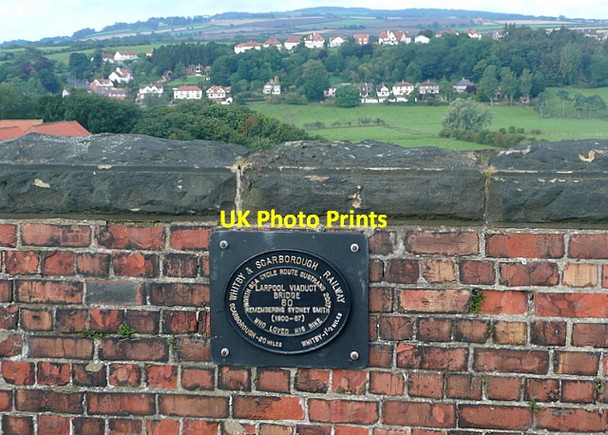 Photo 6"x4" Plaque on the viaduct Whitby\/NZ8910 c2011