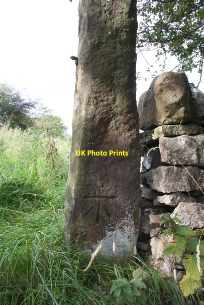 Photo 6"x4" Benchmark on gatepost on Witton Steeps at High Lane junction West Witton c2011
