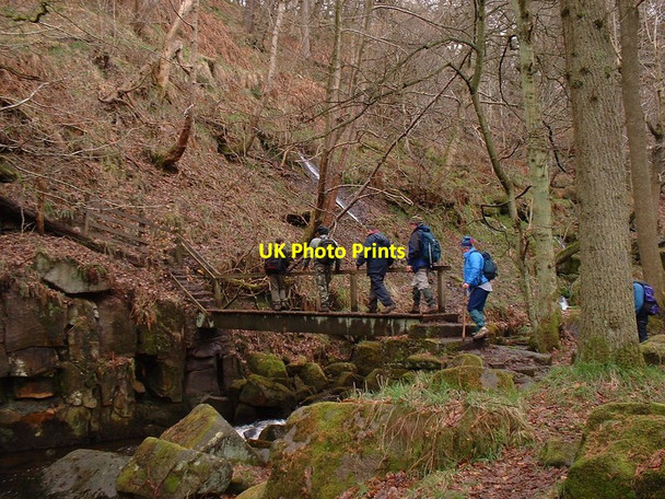 Photo 6"x4" Footbridge over Burbage Brook Nether Padley c2002