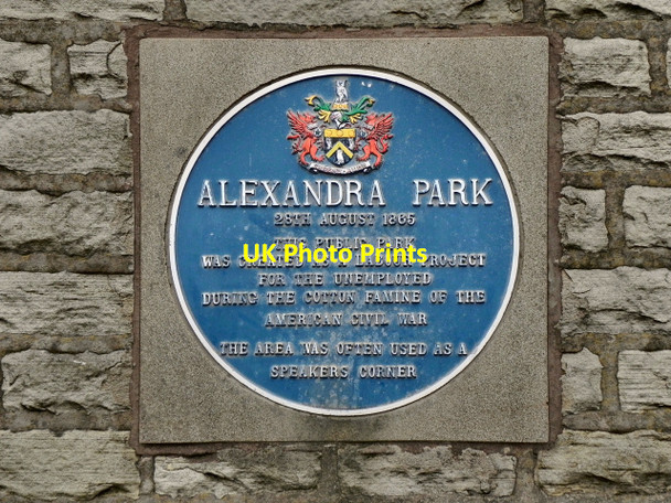 Photo 6"x4" Alexandra Park: Blue Plaque Oldham c2011