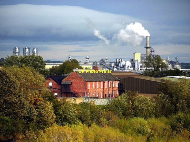 Photo 6"x4" Egger factory chimneys above Bridge End Industrial Estate Hexham c2011