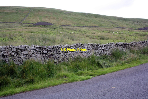 Photo 6"x4" Rural road, dry stone wall and spoil heaps, Sleddale Gayle c2011