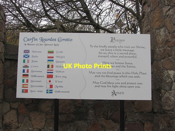 Photo 6"x4" Sign, Carfin Lourdes Grotto Motherwell c2011