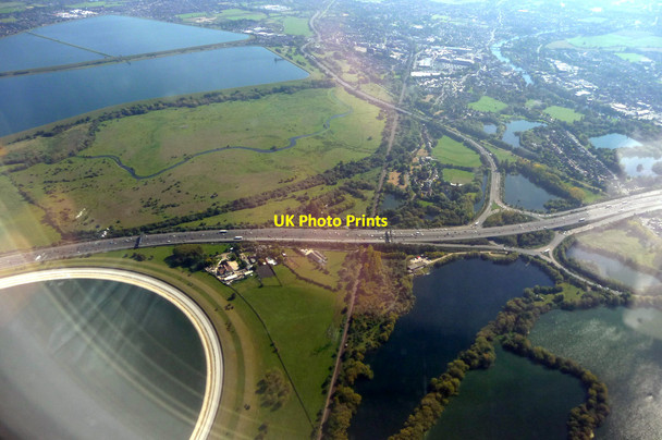 Photo 6"x4" Staines Reservoirs from the Air Staines c2011