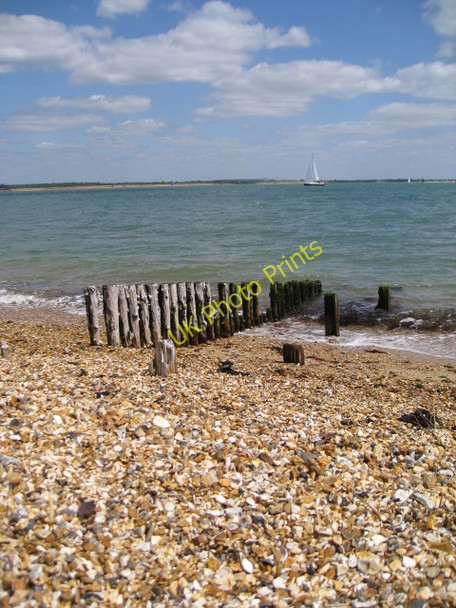 Photo 6"x4" Groynes on the beach Calshot c2008