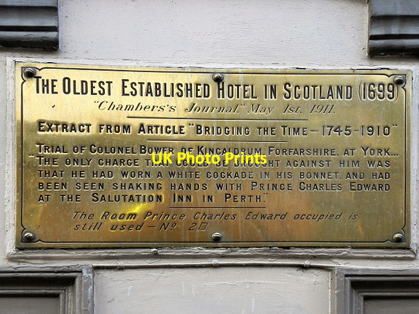 Photo 6"x4" Plaque on the Salutation Hotel Perth\/NO1123 c2011