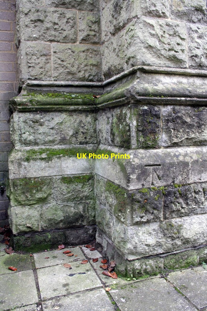 Photo 6"x4" Benchmark on buttress of St Marks Church Salisbury c2011