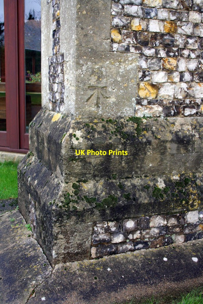 Photo 6"x4" Benchmark on buttress of St Michael Tilehurst Churchend\/SU6772 c2011