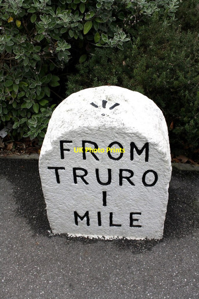 Photo 6"x4" Benchmark on milestone, Highertown Truro c2011