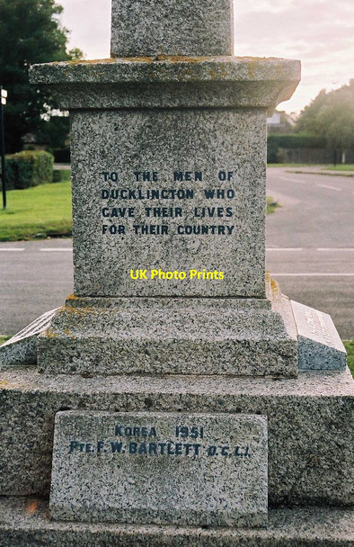 Photo 6"x4" Ducklington Parish War Memorial - inscriptions on northeast side, Standlake Road, Ducklington Witney c2011