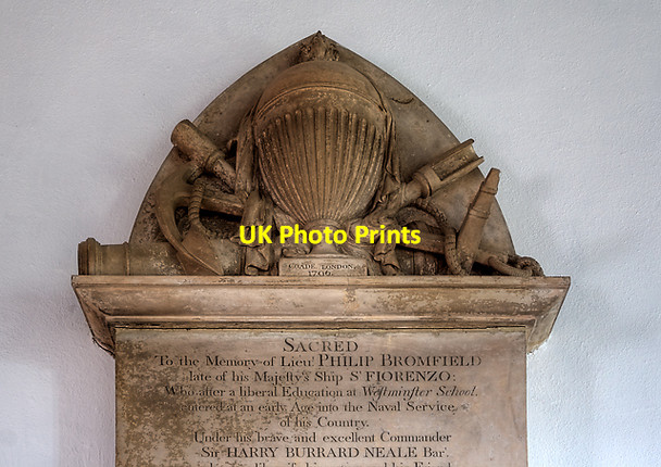 Photo 6"x4" Monument to Lt Philip Bromfield RN - St John's church, Boldre (detail) Boldre c2011
