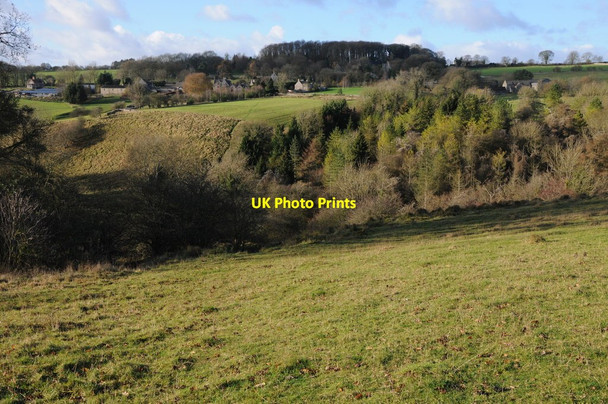 Photo 6"x4" Througham viewed across the valley Lypiatt c2011