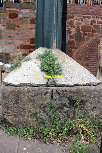 Photo 6"x4" Benchmark on base of Iron Bridge pillar Exeter c2011