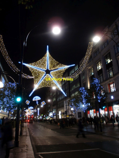 Photo 6"x4" Christmas Lights, Oxford Street, London W1 Westminster c2011