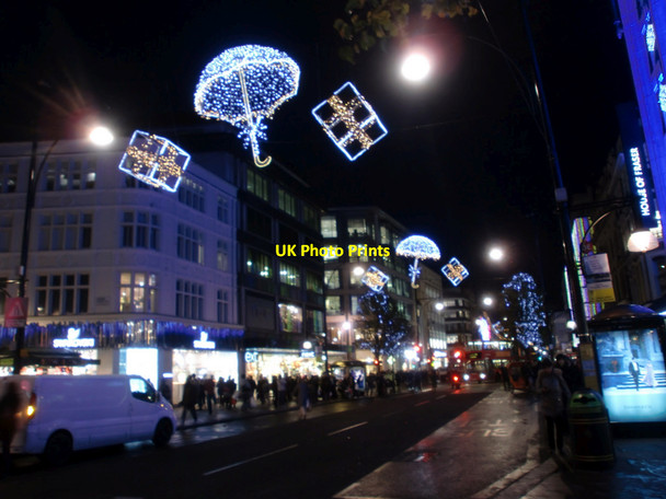 Photo 6"x4" Christmas Lights, Oxford Street, London W1 Westminster c2011