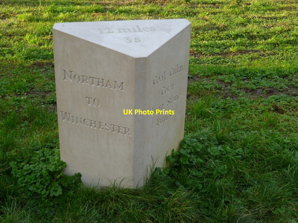 Photo 6"x4" Commemorative stone by the Itchen Navigation Winchester c2011