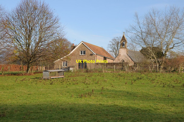 Photo 6"x4" House and church, Trelleck Grange Trelleck Grange c2011