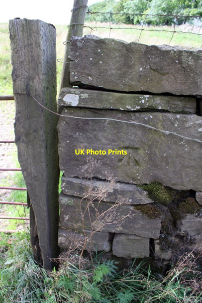 Photo 6"x4" Benchmark on wall at gateway, Carr End Farm Marsett c2011