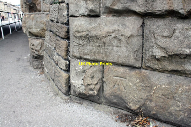 Photo 6"x4" Benchmark on railway bridge buttress, Eldon Street North Barnsley\/SE3406 c2011