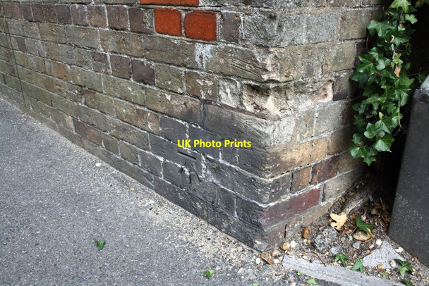 Photo 6"x4" Benchmark on buttress of bridge HAG E2A\/1, Lake Road Poole\/SZ0191 c2011