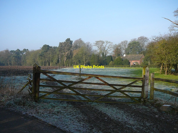 Photo 6"x4" View across frosty field to the church at Styal Styal c2011