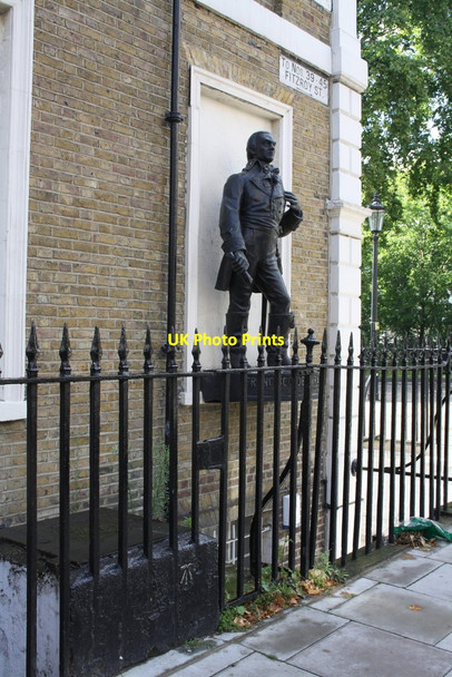 Photo 6"x4" Benchmark near statue on Fitzroy Square London c2011