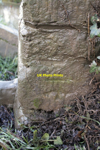 Photo 6"x4" Benchmark on wall beside stile, Arches Lane Malmesbury c2011