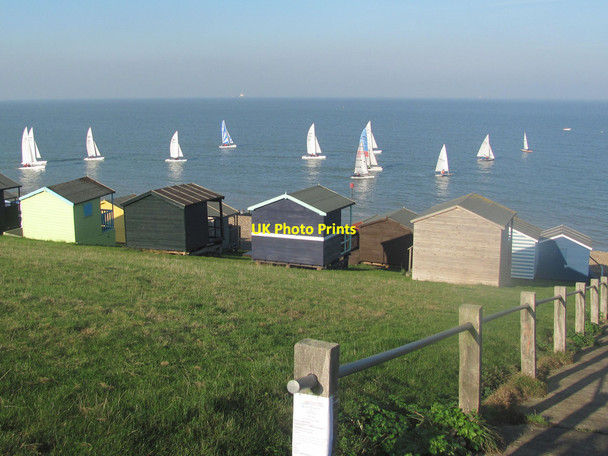 Photo 6"x4" Beach Huts and Dinghies and Catamarans Whitstable c2011