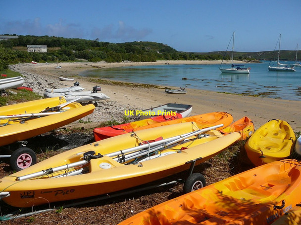 Photo 6"x4" Boats and dinghies below Samson Hill, Bryher Pool\/SV8714 c2011