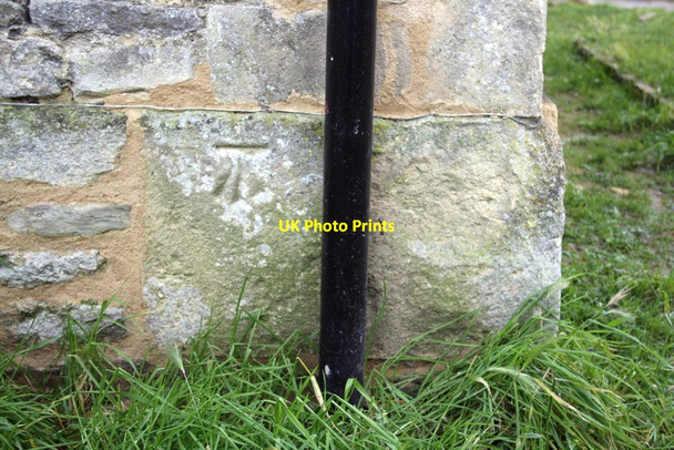 Photo 6"x4" Benchmark on St Mary's Hall Malmesbury c2011
