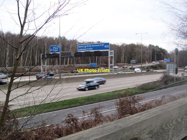Photo 6"x4" M25-A3 slip roads from Wisley Common Wisley c2011