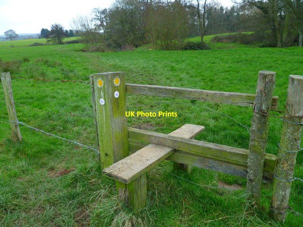 Photo 6"x4" Stile with Serpent Trail waymarks east of Petersfield Durleighmarsh c2011