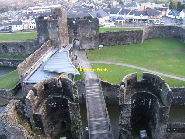 Photo 6"x4" Bridge across inner moat at Caerphilly Castle Caerphilly\/Caerffil c2011