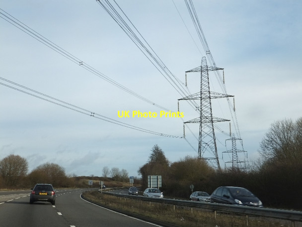Photo 6"x4" National Grid lines crossing A420 Cumnor Hill c2011