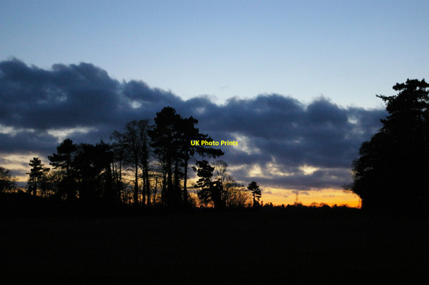 Photo 6"x4" Winter sunset, fields and woods south of Farnborough Orpington c2012