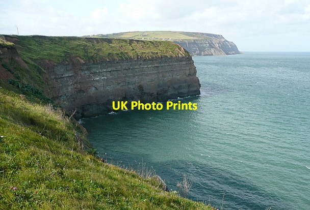 Photo 6"x4" Sea cliffs at Cowbar Staithes c2011