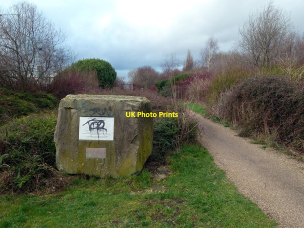 Photo 6"x4" Trans Pennine Trail Commemorative Stone Worsbrough c2012