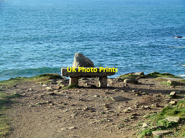 Photo 6"x4" Stone seat at Porth Nanven Nanquidno c2012